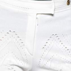 Pre Owned Roberto Cavalli White Perforated Textured Lace Knit Short M 