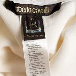 Pre Owned Roberto Cavalli White Perforated Textured Lace Knit Short M 