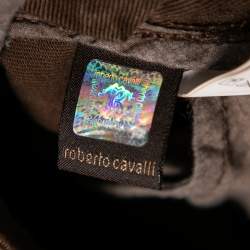 Pre Owned Roberto Cavalli Olive Green Cotton Straight Pants M