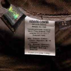Pre Owned Roberto Cavalli Olive Green Cotton Straight Pants M