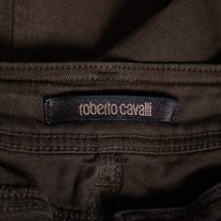Pre Owned Roberto Cavalli Olive Green Cotton Straight Pants M