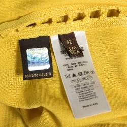 Pre Owned توب روبيرتو كافاللي قصات ليزر تريكو أصفر مقاس وسط ( ميديوم )