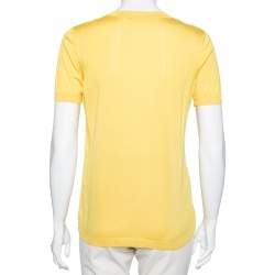 Pre Owned توب روبيرتو كافاللي قصات ليزر تريكو أصفر مقاس وسط ( ميديوم )