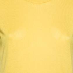 Pre Owned توب روبيرتو كافاللي قصات ليزر تريكو أصفر مقاس وسط ( ميديوم )