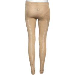 Pre Owned Roberto Cavalli Gold Perforated Textured Knit Pants M