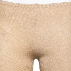 Pre Owned Roberto Cavalli Gold Perforated Textured Knit Pants M