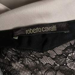 Pre Owned Roberto Cavalli Beige Printed Silk Pleated Hem Sleeveless Dress M