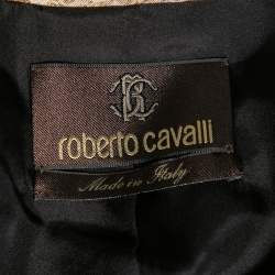 Pre Owned Roberto Cavalli Brown Python Print Silk Blazer M