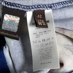 Pre Owned Roberto Cavalli Multicolor Printed Silk Knit Button Front Cardigan M