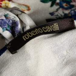 Pre Owned Roberto Cavalli Multicolor Printed Silk Knit Button Front Cardigan M