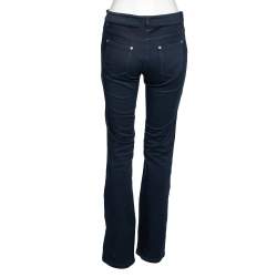 Pre Owned بنطلون روبيرتو كافاللي أزرق داكن مزين قصات وخرز بأرجل مستقيمة مقاس وسط ( ميديوم )