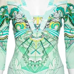 Pre Owned Roberto Cavalli Green Printed Jersey Dress M