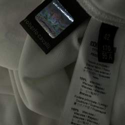 Pre Owned Roberto Cavalli White Floral Printed Jersey Dress M