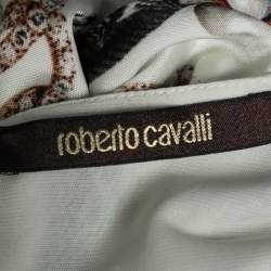 Pre Owned Roberto Cavalli White Floral Printed Jersey Dress M
