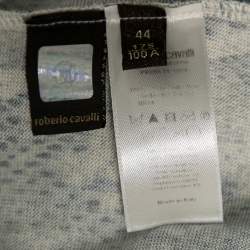 Pre Owned Roberto Cavalli Blue and Green Python Print Knit Sweater M