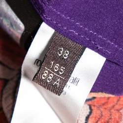 Pre Owned Roberto Cavalli Purple Floral Printed Silk Kaftan Top S