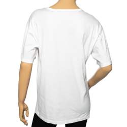 Pre Owned توب روبرتو كافالي قطن أبيض مطبوع مقاس صغير - سمول