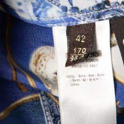 Pre Owned فستان روبرتو كافالي قماش مطبوع متعدد الألوان مزين بفيونكة أمامية وبلا أكمام مقاس متوسط - ميديوم