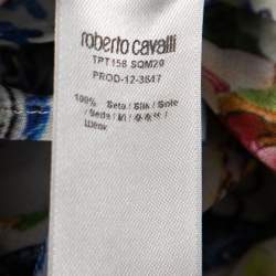 Pre Owned فستان روبرتو كافالي قماش مطبوع متعدد الألوان مزين بفيونكة أمامية وبلا أكمام مقاس متوسط - ميديوم