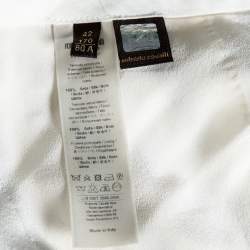 Pre Owned بنطلون روبرتو كافالي حرير مطبوع ابيض وأزرق مقاس متوسط - ميديوم