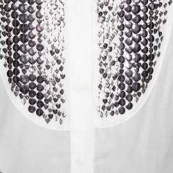 Pre Owned قميص روبرتو كافالي قطن أبيض مزين بأزرار أمامية مقاس متوسط - ميديوم