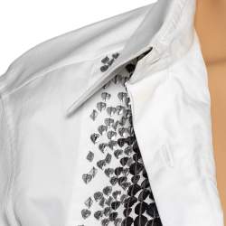 Pre Owned قميص روبرتو كافالي قطن أبيض مزين بأزرار أمامية مقاس متوسط - ميديوم