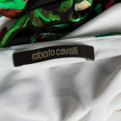 Pre Owned Roberto Cavalli Multicolor Printed Jersey Belted Midi Dress M