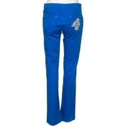Pre Owned Roberto Cavalli Blue Denim Embroidered Back Pocket Jeans M