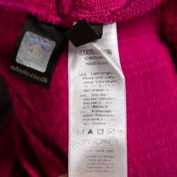 Pre Owned Roberto Cavalli Fuchsia Patterned Wool Knit Draped Mini Dress M 