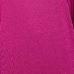 Pre Owned Roberto Cavalli Fuchsia Patterned Wool Knit Draped Mini Dress M 