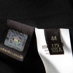 مملوكة مسبقًا Roberto Cavalli Black & Yellow Printed Silk & Satin Trimmed Embellished Dress M