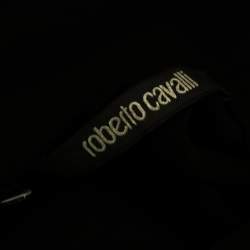 Pre Owned Roberto Cavalli Brown Animal and Floral Printed Silk Blouse M