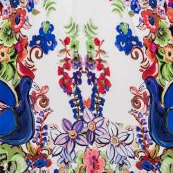 Pre Owned فستان روبرتو كافاللي جيرسيه طباعة موردة متعدد الألوان بطيات أمامية رقبة حرف في مقاس وسط ( ميديوم )