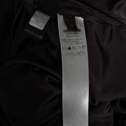 Pre Owned Roberto Cavalli Grey Jersey Gathered Plunging Neck Dress M