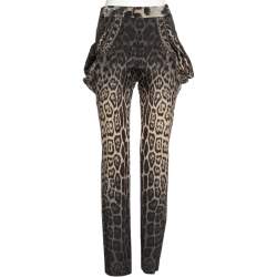 Pre Owned بنطلون روبرتو كافالي خرير مطبوع متعدد الألوان ديرابيه مقاس متوسط (ميديوم)