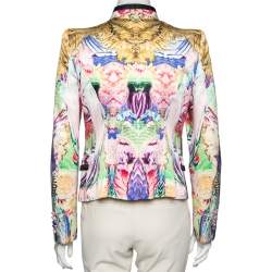 Pre Owned Roberto Cavalli Multicolor Printed Silk Button Front Blazer Jacket M