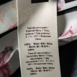 Pre Owned تنورة قصيرة روبرتو كافالي حرير مطبوع مورد وأسود بطيات مقاس متوسط (ميديوم)