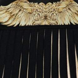 Pre Owned Roberto Cavalli Black & Gold Lurex Knit Pleated Skirt M 