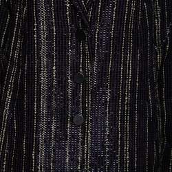 Pre Owned Roberto Cavalli Purple Tweed Single Breasted Coat M