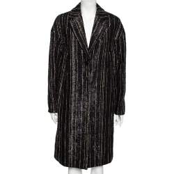 Pre Owned Roberto Cavalli Purple Tweed Single Breasted Coat M
