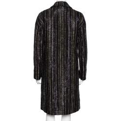 Pre Owned Roberto Cavalli Purple Tweed Single Breasted Coat M