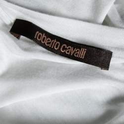 مملوكة مسبقًا تي شيرت روبرتو كافالي بامبو بالشعار مطبوع مقاس متوسط - ميديوم