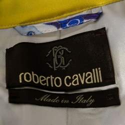 Pre Owned Roberto Cavalli Multicolor Printed Silk Bomber Jacket M