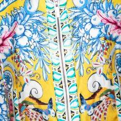 Pre Owned Roberto Cavalli Multicolor Printed Silk Bomber Jacket M
