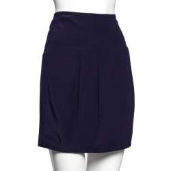 مملوكة مسبقًا Roberto Cavalli Purple Silk Pleated Mini Skirt M