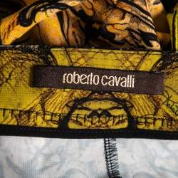 Pre Owned Roberto Cavalli Multicolor Printed Jersey Peplum Skirt M