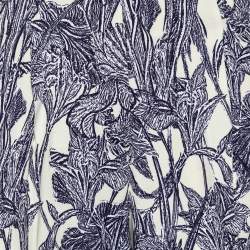 Pre Owned Roberto Cavalli Cream Printed Crepe High Waist Trousers S