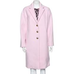 Pre Owned Roberto Cavalli Pink Leopard Print Knitted Dress & Cashmere Coat Set M