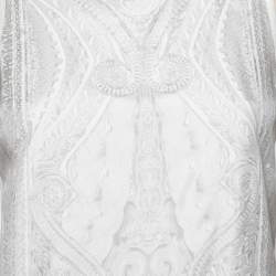 مملوكة مسبقًا Roberto Cavalli White Printed Silk & Knit Paneled Tank Top M