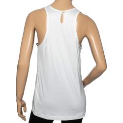 مملوكة مسبقًا Roberto Cavalli White Printed Silk & Knit Paneled Tank Top M